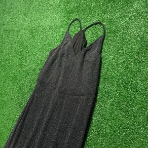 BCBGeneration Black Sparkle Maxi Dress Sleeveless V Neck Slit Size M